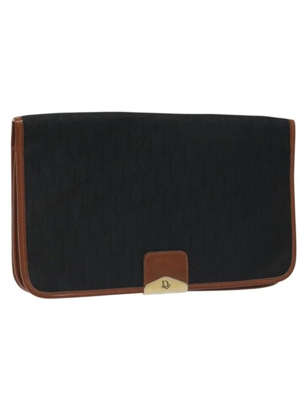 Authentic Christian Dior Trotter Canvas Shoulder Bag Black